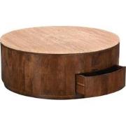 Salontafel Travertin Walnoot - 90x90x35cm - Met Lades - Elan