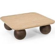 Salontafel Travertin/Mangohout - 90x90x27cm - Nori