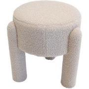 Poef Beige Bouclé - 44x44x42cm - Yara