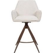 Barstoel Beige/Walnoot - Zithoogte 66cm - Noa - Set van 2