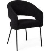Eetkamerstoel Bouclé Zwart - Zitdiepte 45cm - 57x56x81cm - Natalie