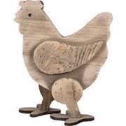Clayre & Eef Decoratie Beeld Kip 28 cm Bruin Hout