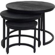 Salontafel Set van 3 - Industriële Salontafelset Erjan - Zwart blad