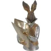 Clayre & Eef Beeld Konijn 16x13x30 cm Goudkleurig Polyresin Woonaccess...