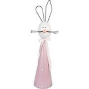 Clayre & Eef Decoratie Beeld Konijn 60 cm Wit Roze IJzer