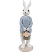 Clayre & Eef Decoratie Beeld Konijn 24 cm Wit Blauw Kunststof