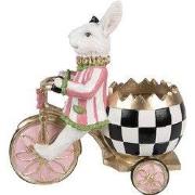 Clayre & Eef Decoratie Beeld Konijn 20x11x19 cm Roze Wit Kunststof