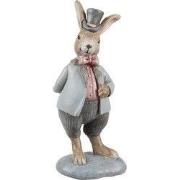 Clayre & Eef Decoratie Beeld Konijn 19 cm Beige Blauw Kunststof