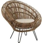 J-Line - Stoel Lounge Vivi Met Kussen Rotan/ijzer Naturel - 104x82x96c...
