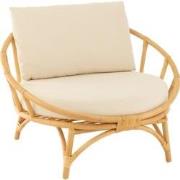 J-Line - Stoel+kussen Rotan/textiel Naturel/wit - 98x98x70cm