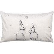 Clayre & Eef Kussenhoes 30x50 cm Beige Polyester Rechthoek Konijn