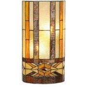 LumiLamp Wandlamp Tiffany  20x11x36 cm  Beige Bruin Metaal Glas Halfro...