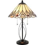 LumiLamp Tiffany Tafellamp  Ø 40x60 cm  Beige Glas Driehoek Tiffany Bu...