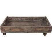 Clayre & Eef Decoratie Dienblad op Wielen  73x44x16 cm Bruin Hout Meta...