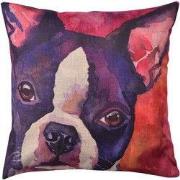 Clayre & Eef Kussenhoes  43x43 cm Rood Paars Polyester Vierkant Hond S...