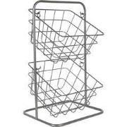Clayre & Eef Mandenrek  22x22x41 cm Grijs Metaal Keuken Mandjes
