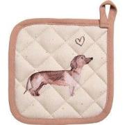 Clayre & Eef Kind Pannenlap  16x16 cm Beige Katoen Teckel Moeder docht...