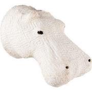 Clayre & Eef Wanddecoratie Nijlpaard 15 cm Beige Papier Ijzer Textiel ...