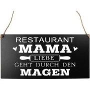 Clayre & Eef Tekstbord 40x20 cm Zwart Metaal MAMA