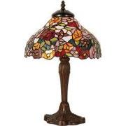 Lumilamp Tiffany Tafellamp Ø 26x40 cm Bruin Rood Glas Bloemen