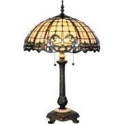 LumiLamp Tiffany Tafellamp  Ø 50x80 cm Beige Blauw Glas Halfrond Libel...