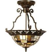 LumiLamp Plafondlamp Tiffany  Ø 37x41 cm  Bruin Beige Metaal Glas Drie...