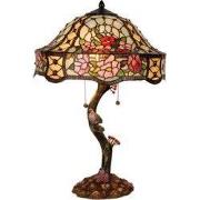 Lumilamp Tiffany Tafellamp Ø 45x62 cm Groen Roze Glas Bloemen