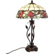 LumiLamp Tiffany Tafellamp  Ø 35x61 cm  Beige Groen Glas Roos Tiffany ...