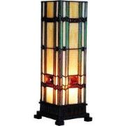 LumiLamp Tiffany Tafellamp  12x12x35 cm  Beige Groen Glas Rechthoek Ti...