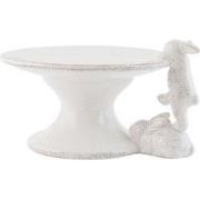 Clayre & Eef Taartplateau op voet  16x14x9 cm Wit Keramiek Rond Haas E...