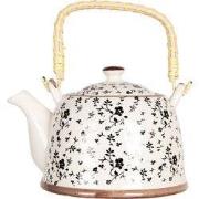 Clayre & Eef Theepot met Filter  800 ml Beige Zwart Porselein Rond Blo...