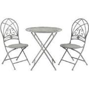 Clayre & Eef Bistroset Bistrotafel Bistrostoel 3-delig  Ø 70x76 cm Gri...