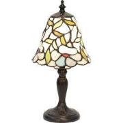 Lumilamp Tiffany Tafellamp Ø 16x31 cm Beige Geel Glas Bloemen