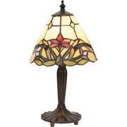 Lumilamp Tiffany Tafellamp Ø 20x36 cm Beige Rood Glas Bloemen