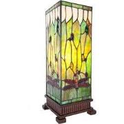 Lumilamp Tiffany Tafellamp 18x18x45 cm Groen Bruin Glas Libelle