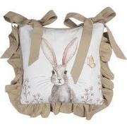 Clayre & Eef Kussenhoes Stoelkussen  40x40 cm Wit Bruin Katoen Vierkan...