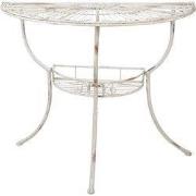 Clayre & Eef Sidetable  90x48x76 cm Wit Ijzer Halfrond Wandtafel