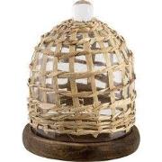 Clayre & Eef Stolp  Ø 18x23 cm Bruin Hout Glas Rond Glazen Stolp