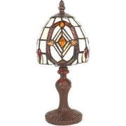 Lumilamp Tiffany Tafellamp Ø 13x 29 cm Wit Bruin Polyresin