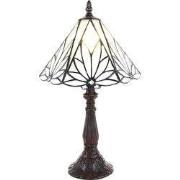 Lumilamp Tiffany Tafellamp Ø 20x34 cm Wit Bruin Glas