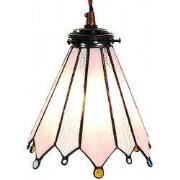 LumiLamp Hanglamp Tiffany  Ø 18x90 cm Roze Glas Metaal Rond Hanglamp E...