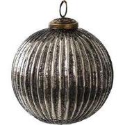 Clayre & Eef Kerstbal  Ø 10 cm Zwart Zilverkleurig Glas Rond Kerstdeco...
