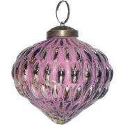 Clayre & Eef Kerstbal  Ø 7 cm Roze Glas Kerstdecoratie