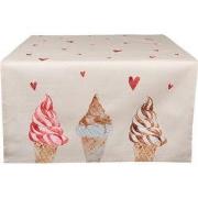 Clayre & Eef Tafelloper  50x140 cm Beige Roze Katoen Rechthoek Ijsjes ...