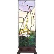 LumiLamp Tiffany Tafellamp  18x18x48 cm  Beige Paars Glas Kunststof Vi...
