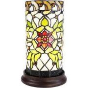 Lumilamp Tiffany Tafellamp Ø 15x26 cm Groen Beige Glas Bloem