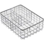 Grijze draadmand met 3 metalen compartimenten