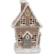 Clayre & Eef Gingerbread house met LED 13x10x21 cm Bruin Kunststof Pep...