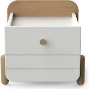Chevet 1 tiroir blanc et décor chêne L39,4 cm - EDAJ