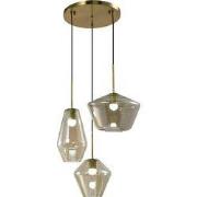 QUVIO Hanglamp verschillende kappen - 3 lichts - Metaal - Glas - Bruin